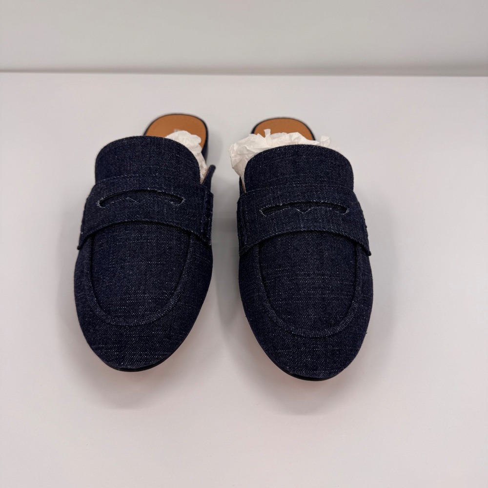 Lisa Vicky Enrich Women's 7.5 M NEW Dark Blue Denim Penny Loafer Mules Slide On - Picture 2 of 14